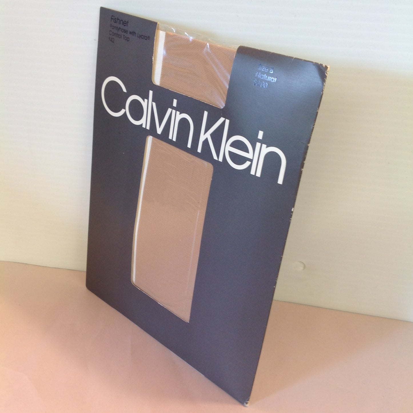 Vintage 1990 NOS Calvin Klein Fishnet Pantyhose with Lycra Control Top Size B Natural142