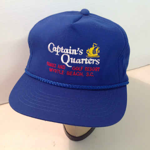 Vintage YoungAn Hat Company Souvenir Captain's Quarters Family and Golf Resort Myrtle Beach South Carolina Royal Blue Baseball Cap