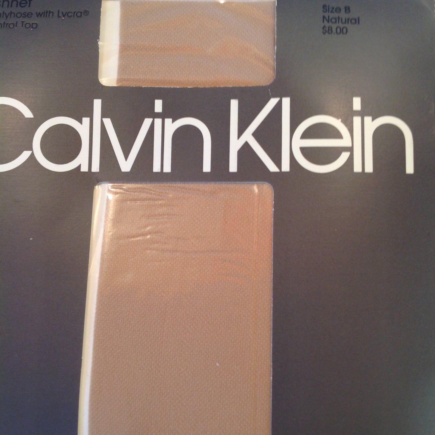 Vintage 1990 NOS Calvin Klein Fishnet Pantyhose with Lycra Control Top Size B Natural142