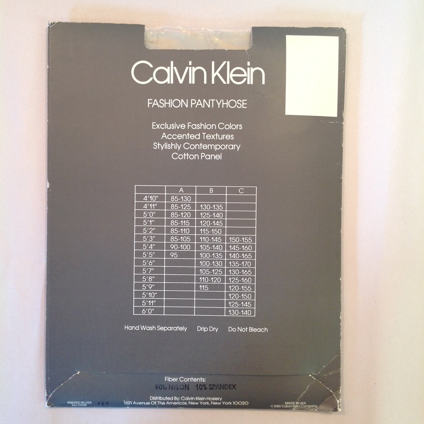 Vintage 1985 Calvin Klein Satin Stripe Pantyhose Sheer to Waist Sandaltoe Size B Dove 177