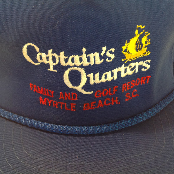 Vintage YoungAn Hat Company Souvenir Captain's Quarters Family and Golf Resort Myrtle Beach South Carolina Royal Blue Baseball Cap