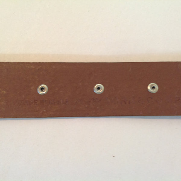 Vintage Women's XL Tan New York & Company Bonded Leather Belt with Rhinestone and Brass Stud Accents 39