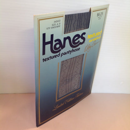 Vintage NOS Hanes Textured Pantyhose Limited Edition Texture Oleg Cassini Textured Sandalfoot Size A-B Indigo Style 979 Vinestripe