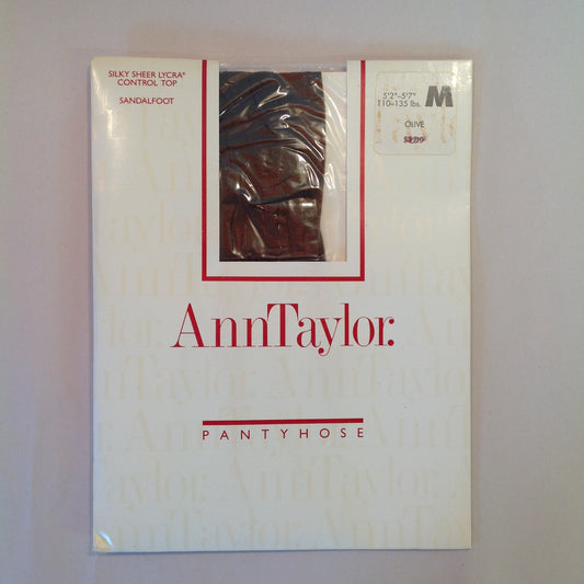 Vintage NOS Ann Taylor Silky Sheer Lycra Control Top Sandalfoot Pantyhose Medium Olive