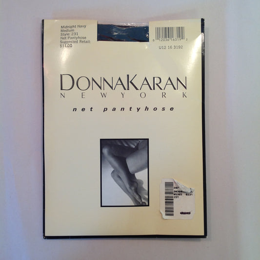 Vintage 1992 Donna Karan New York Net Pantyhose Midnight Navy Medium Style 231