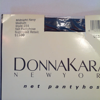 Vintage 1992 Donna Karan New York Net Pantyhose Midnight Navy Medium Style 231