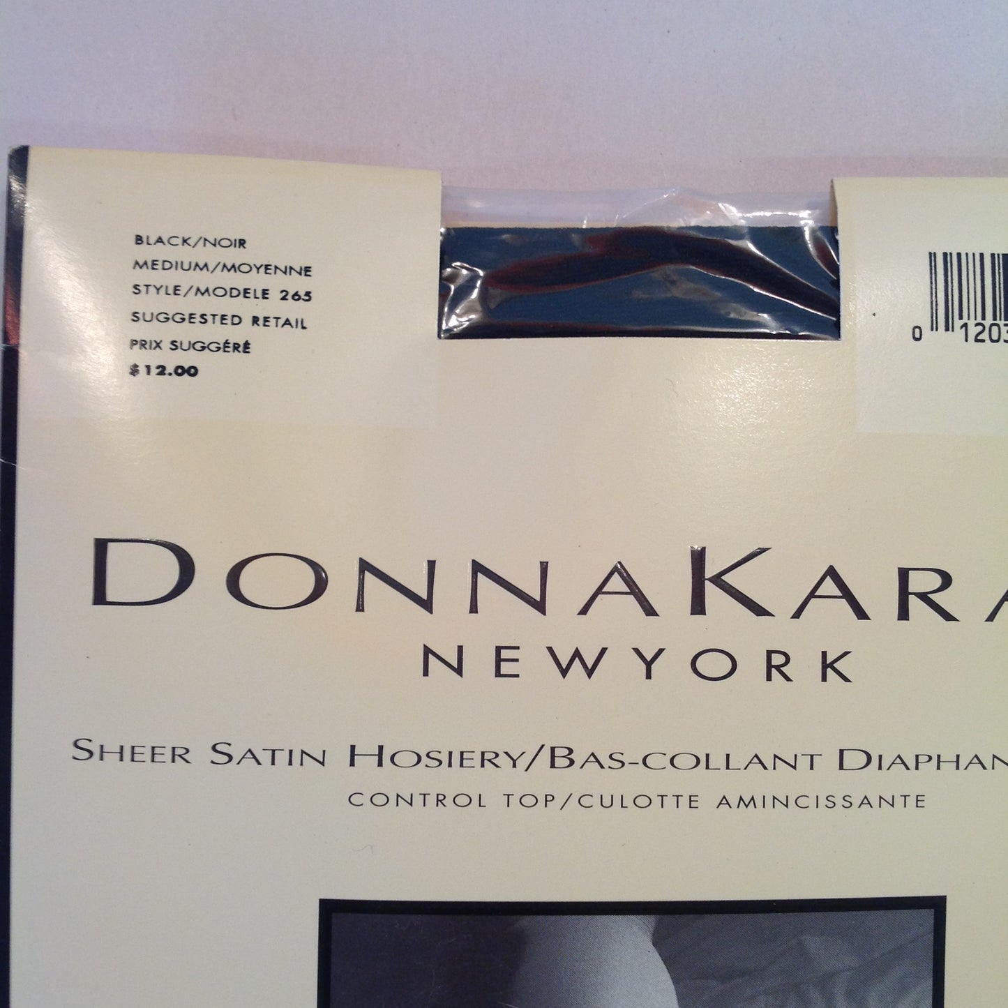 Vintage 1987 NOS Donna Karan New York Hosiery Point d'Esprit Black Medium Style 267