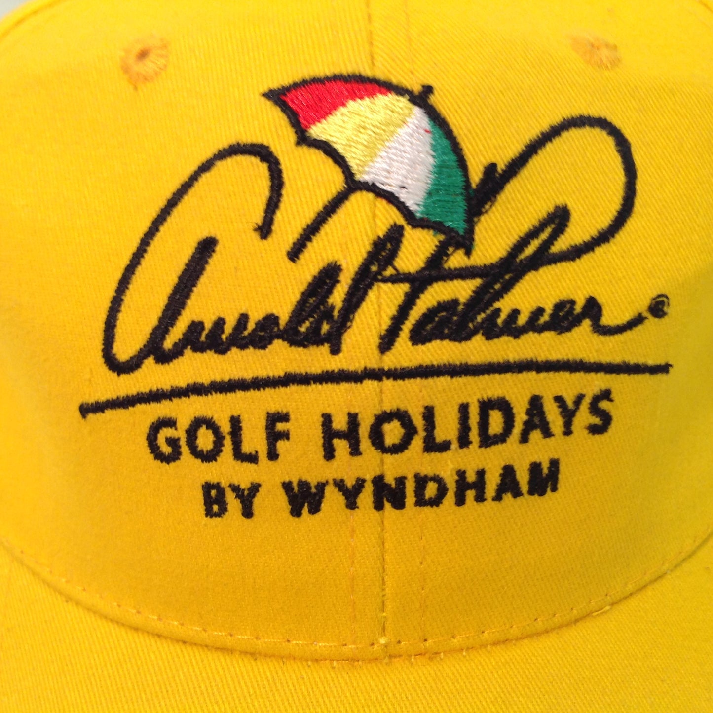 Vintage Souvenir Arnold Palmer Golf Holidays by Wyndham Foursome Golf Tournament Greensboro North Carolina Yellow Baseball Cap