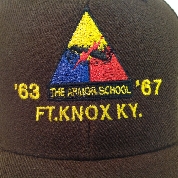 Vintage Acrylic The Armor School Fort Knox Kentucky '63-'67 Dark Brown Souvenir Baseball Cap
