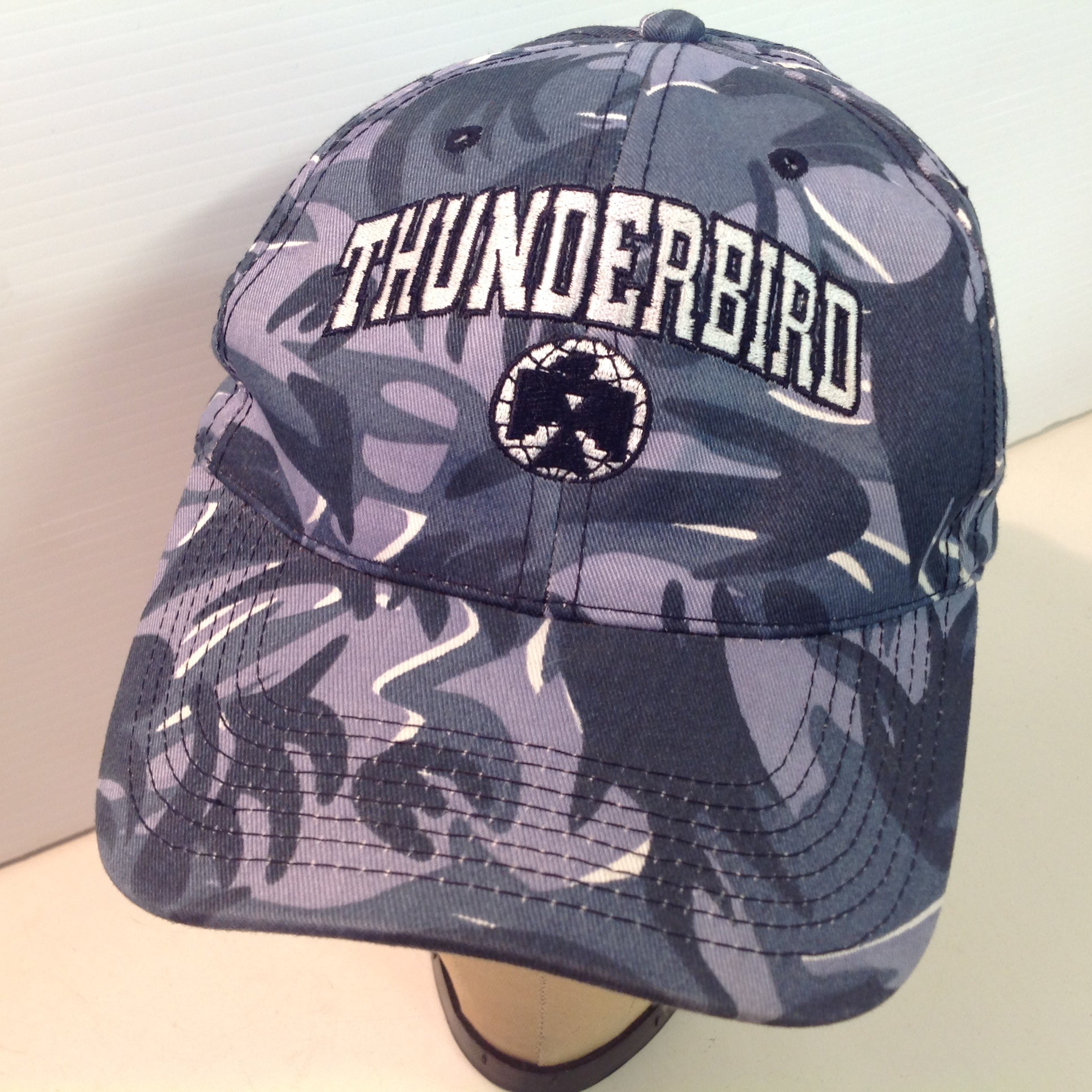 Vintage Headwear by The Game Blue Grey Camouflage Thunderbird Baseball Cap