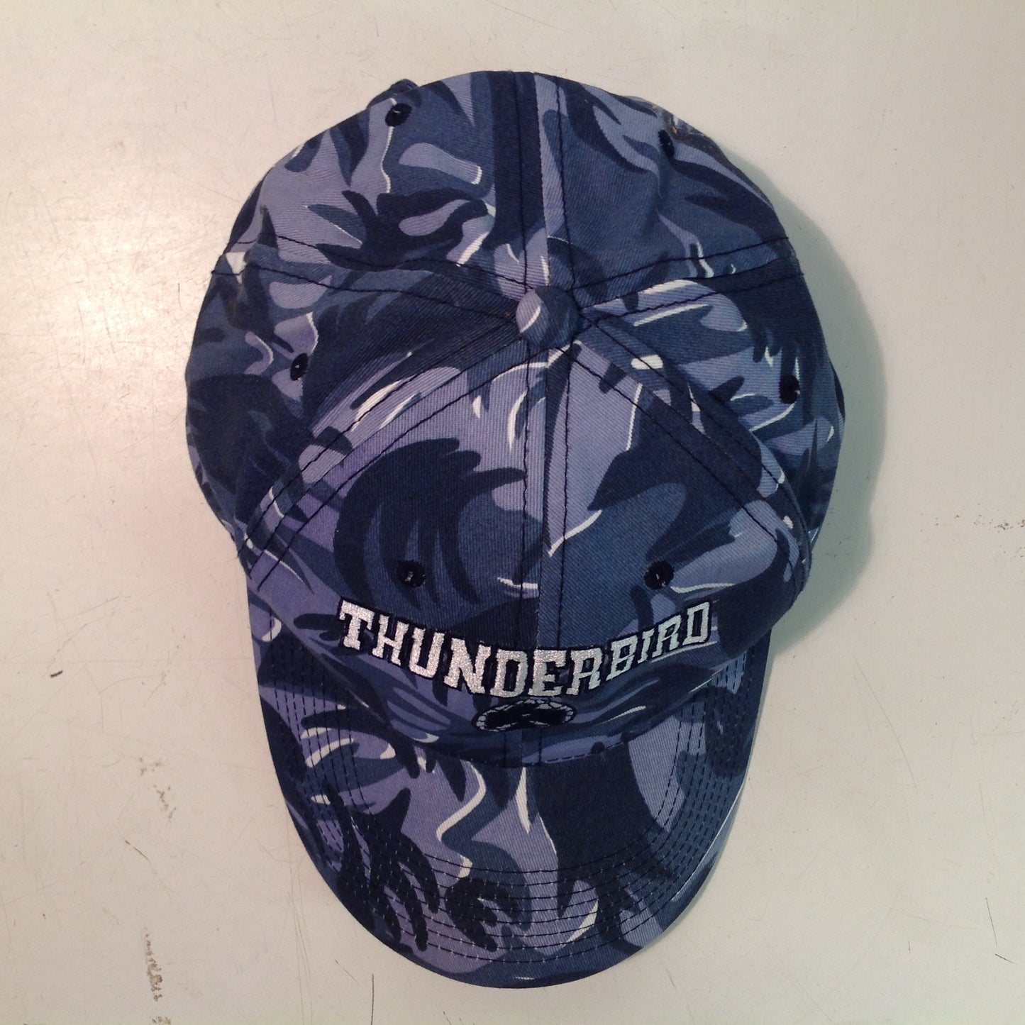 Vintage Headwear by The Game Blue Grey Camouflage Thunderbird Baseball Cap