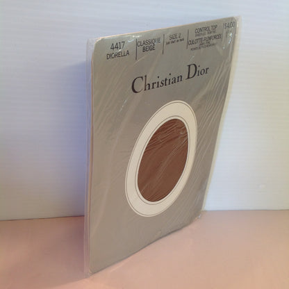 Vintage NOS Christian Dior Control Top Sheer Leg Demi Toe Classique Beige Size 2 Diorella 4417
