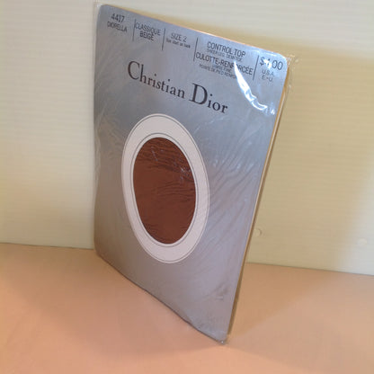 Vintage NOS Christian Dior Control Top Sheer Leg Demi Toe Classique Beige Size 2 Diorella 4417