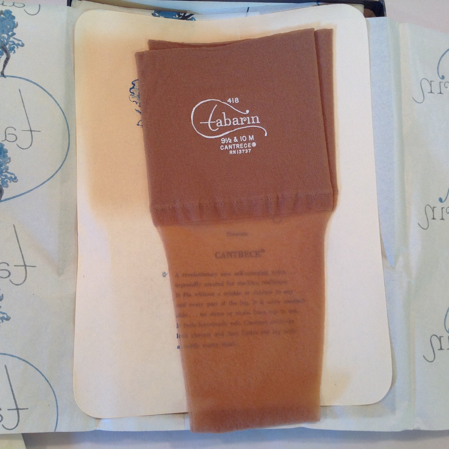 Vintage 1960's NOS 3 Pair Saks Fifth Avenue Tabarin Cantrece 418 Women's Hosiery Size Tan 9 1/2 - 10 M in Box