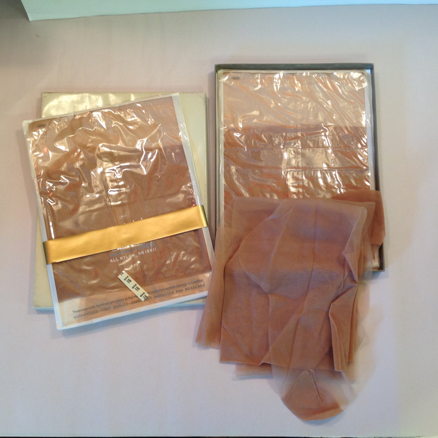 Vintage 1960's NOS 3 Pair Tan Nebel Stockings 9 1/2 Medium