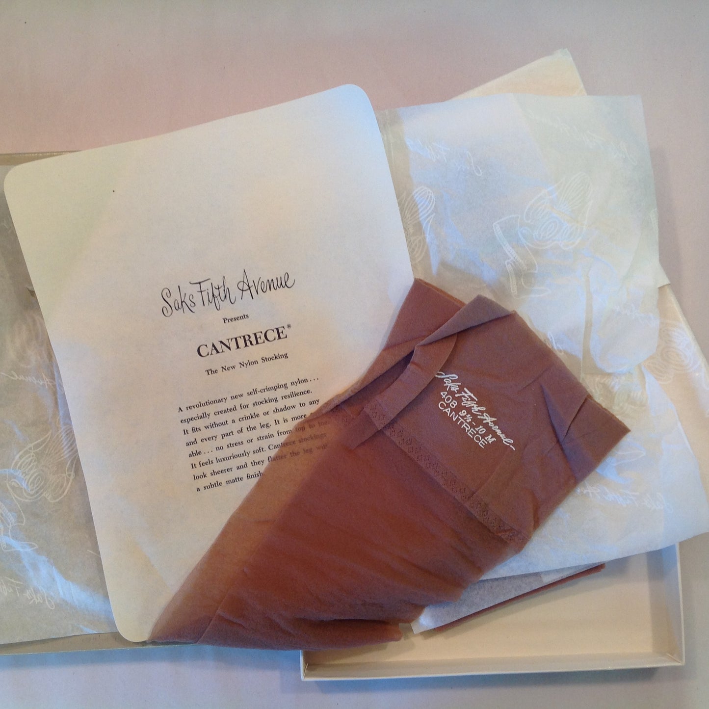 Vintage 1960's NOS Saks Fifth Avenue Cantrece 9 1/2 - 10 M Nylon Stockings 5 pair in Box