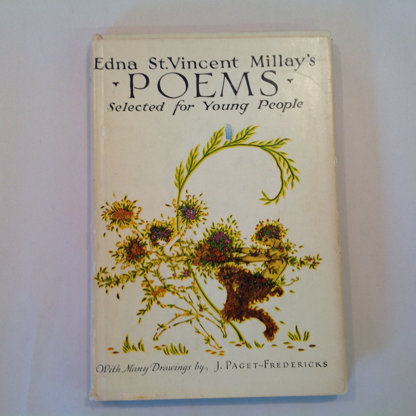 Vintage 1951 Children's Hardcover with Dust Jacket Edna St.Vincent Millay's Poems Selected For Young People with Many Drawings by J. Paget-Fredericks