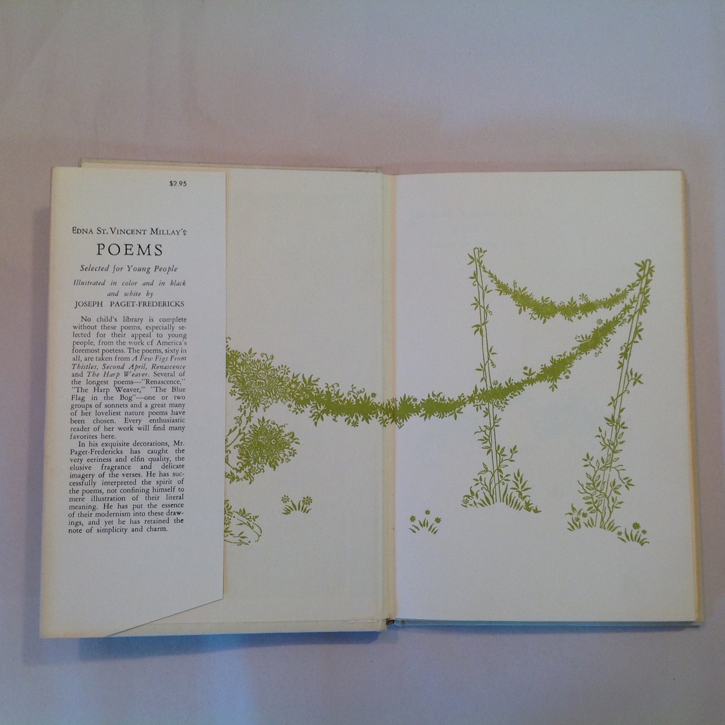 Vintage 1951 Children's Hardcover with Dust Jacket Edna St.Vincent Millay's Poems Selected For Young People with Many Drawings by J. Paget-Fredericks