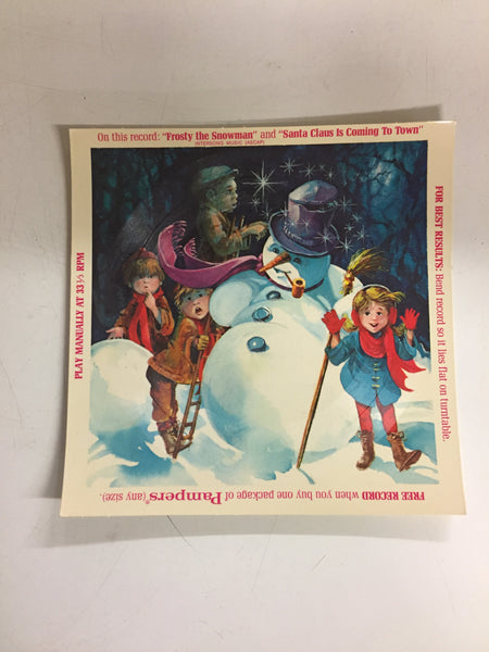 Vintage 1970's Frosty The Snowman Cardboard Record 45 Pampers GWP