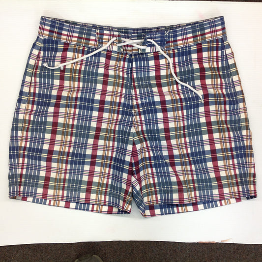 Vintage Brooks Brothers 346 Men's Large Plaid Swim Trunks Shorts Bathing Suit Bermuda Style