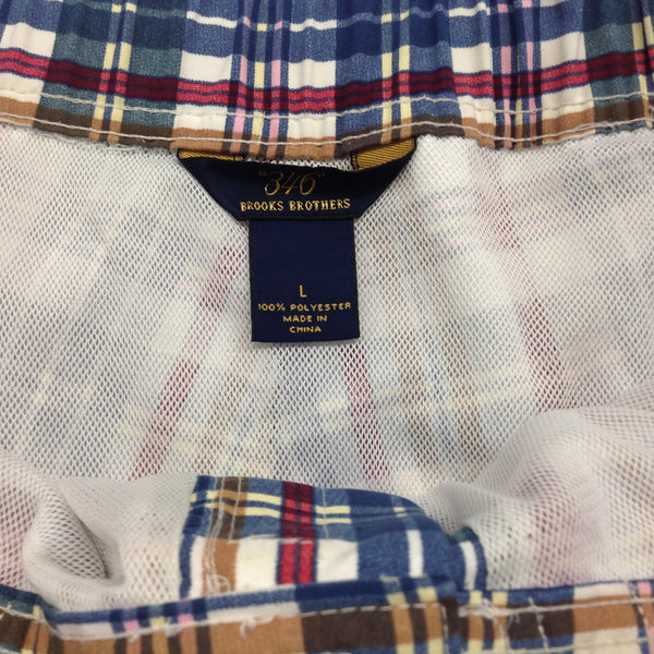 Vintage Brooks Brothers 346 Men's Large Plaid Swim Trunks Shorts Bathing Suit Bermuda Style