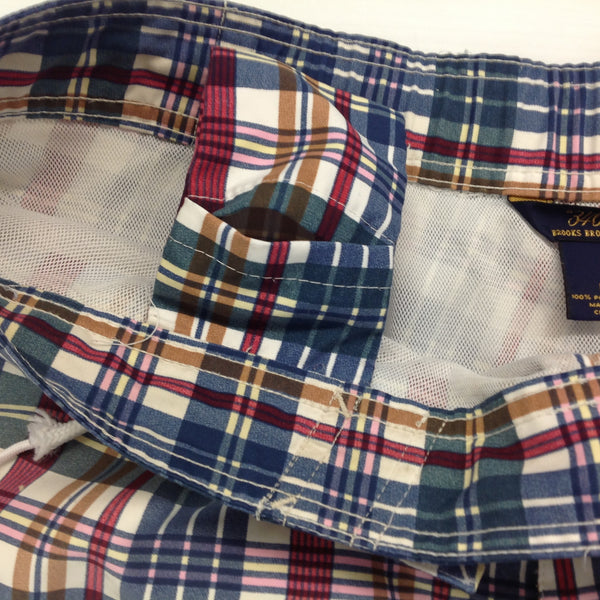 Vintage Brooks Brothers 346 Men's Large Plaid Swim Trunks Shorts Bathing Suit Bermuda Style