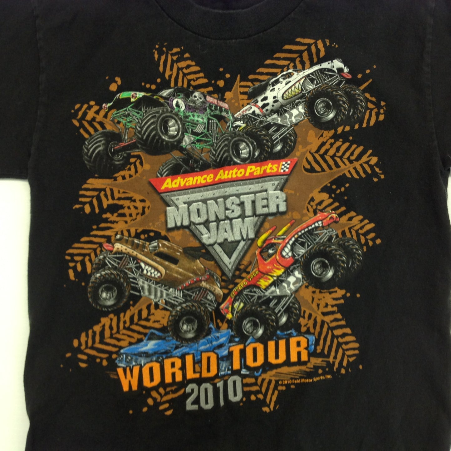 Vintage 2010 Feld Motor Sports Advance Auto Parts Monster Jam Child's Small Black Short Sleeve T-Shirt