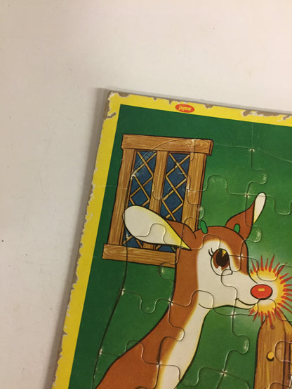 Vintage 1970's Jaymar Rudolph the Red-Nosed Reindeer Frame Puzzle