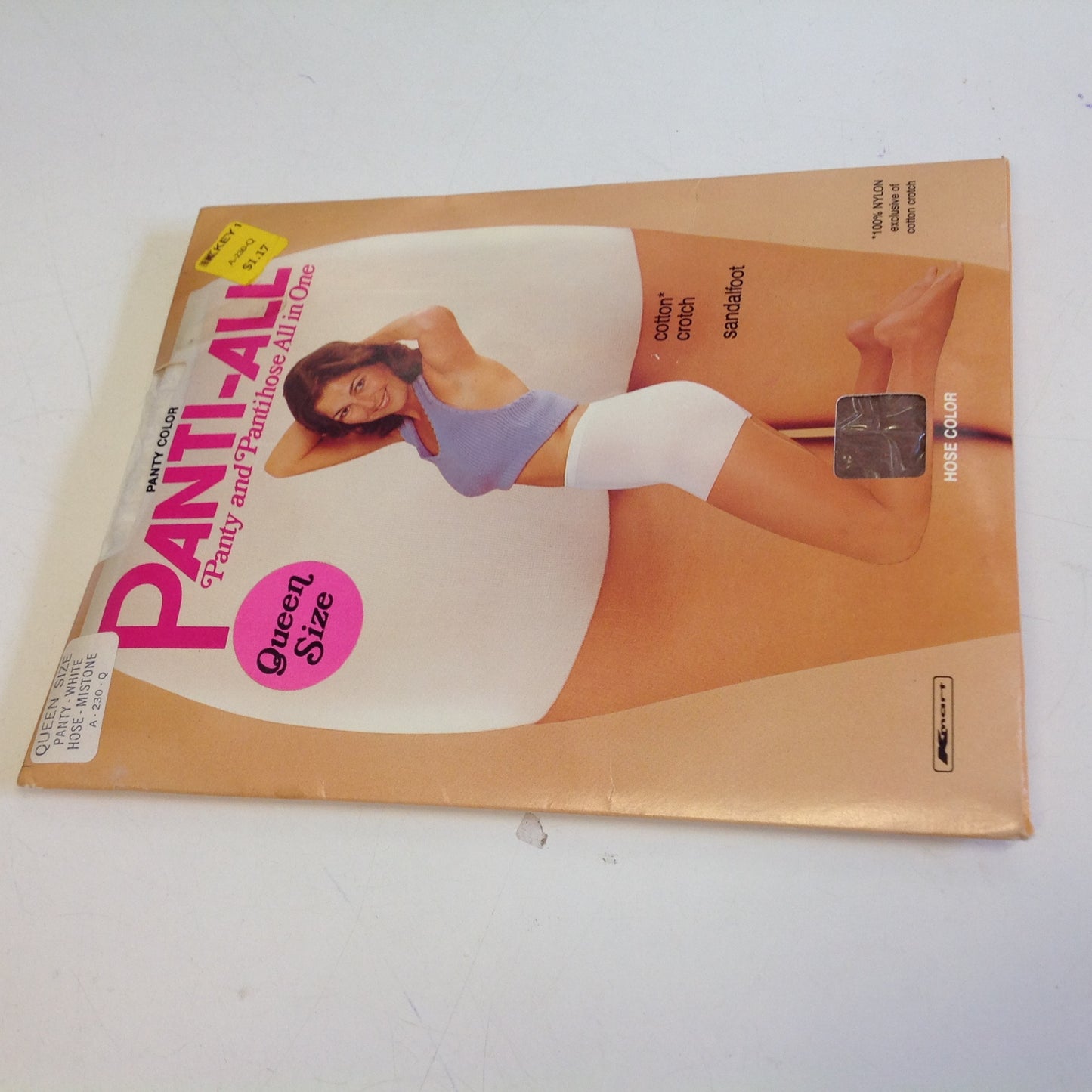 Vintage 1980's K-Mart NOS Panti-All Panty and Pantihose All in One Queen Size Sandalfoot White Mistone