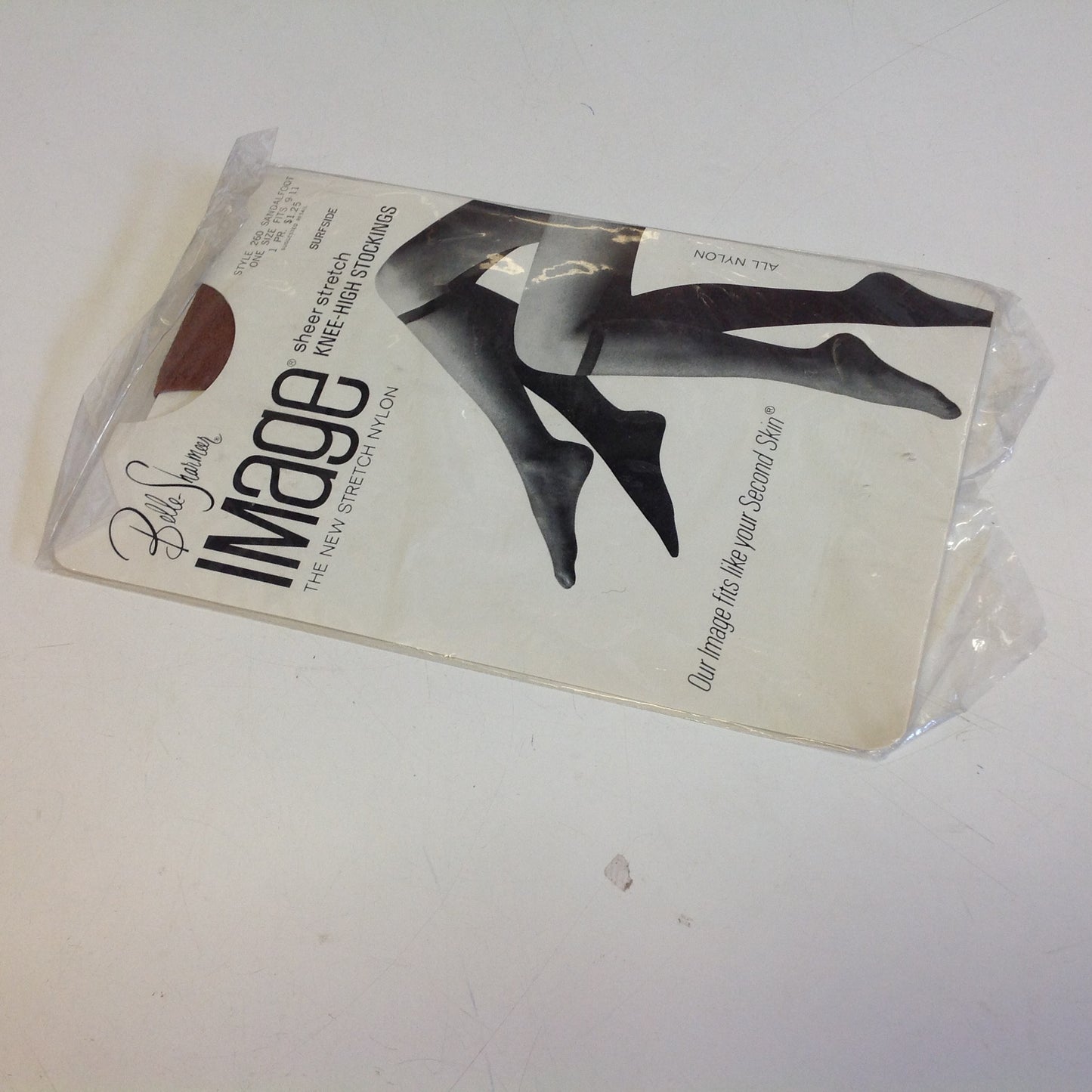 Vintage NOS All Nylon Belle-Sharmeer Image Sheer Stretch Knee-High Stockings Style 260 Sandalfoot Surfside Size 9-11