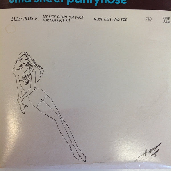Vintage 1970's NOS Hanes Tummy Control Sandalfoot Ultra Sheer Pantyhose Plus F South Pacific Nude Heel and Toe