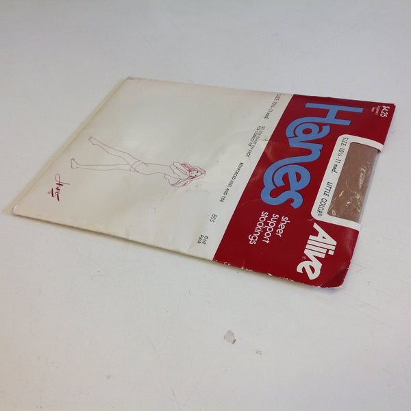 Vintage 1970's NOS Hanes Alive Sheer Support Stockings Size 10 1/2-11 Medium Little Color Reinforced Heel and Toe 805