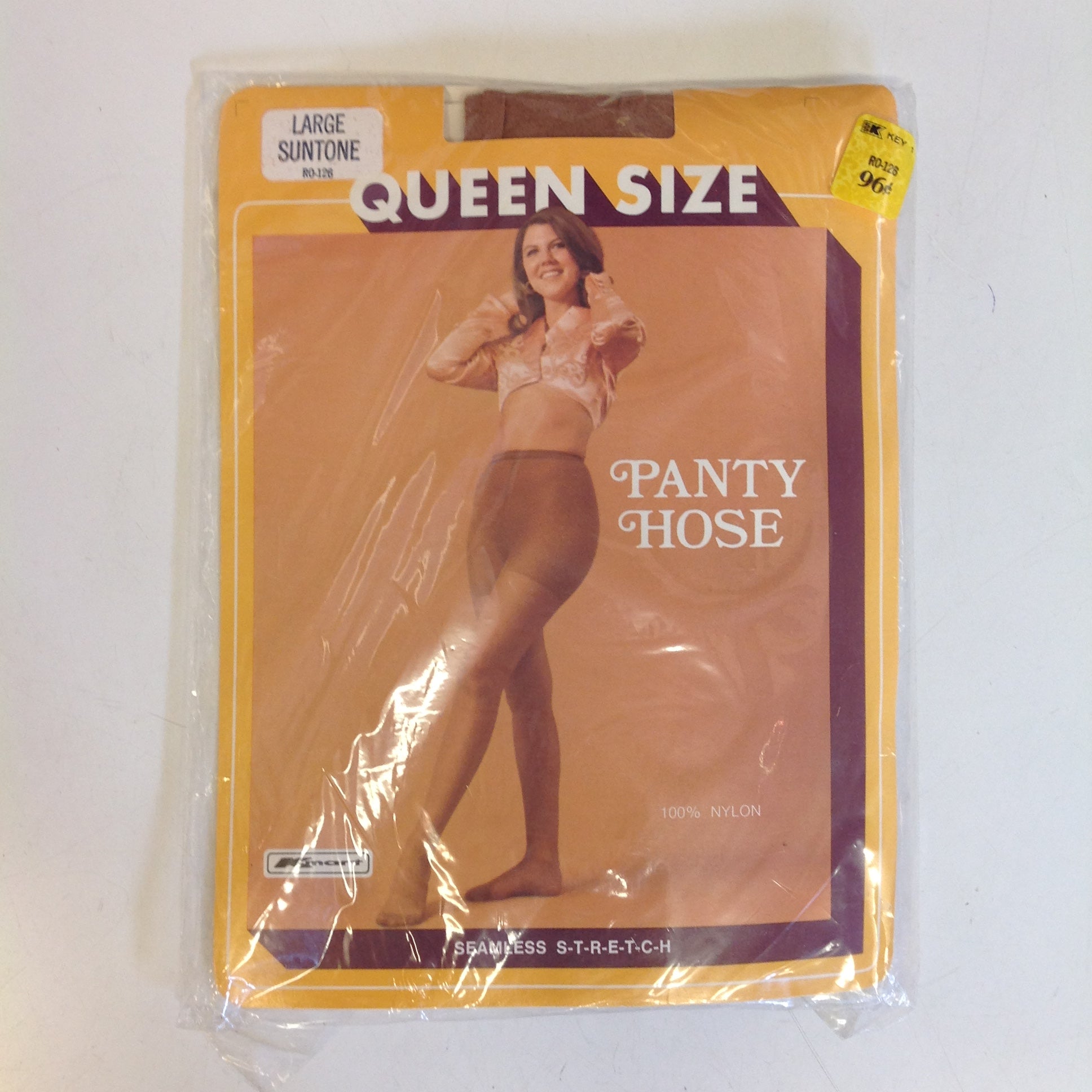 Vintage 1980's NOS K-Mart Queen Size Large Suntone 100% Nylon Pantyhose Seamless Stretch