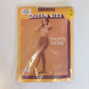 Vintage 1980's NOS K-Mart Queen Size Large Suntone 100% Nylon Pantyhose Seamless Stretch
