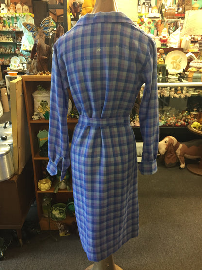 Vintage 1980's Purple Checkered House Dress by Ramsay Of Dublin