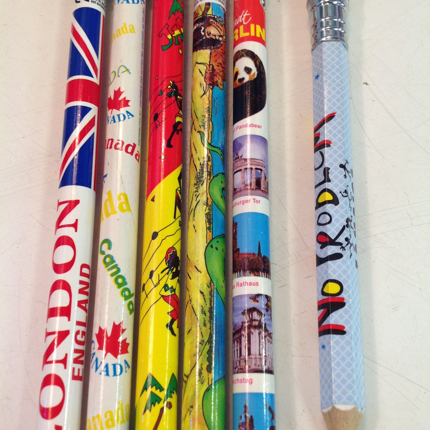 Vintage Assortment of Souvenir Jumbo Pencils International Destinations Set of Six