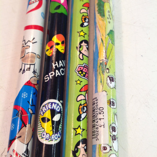 Vintage Assorted Souvenir Jumbo Pencils Set of Four Alien Powerpuff Girls Holiday Sheep
