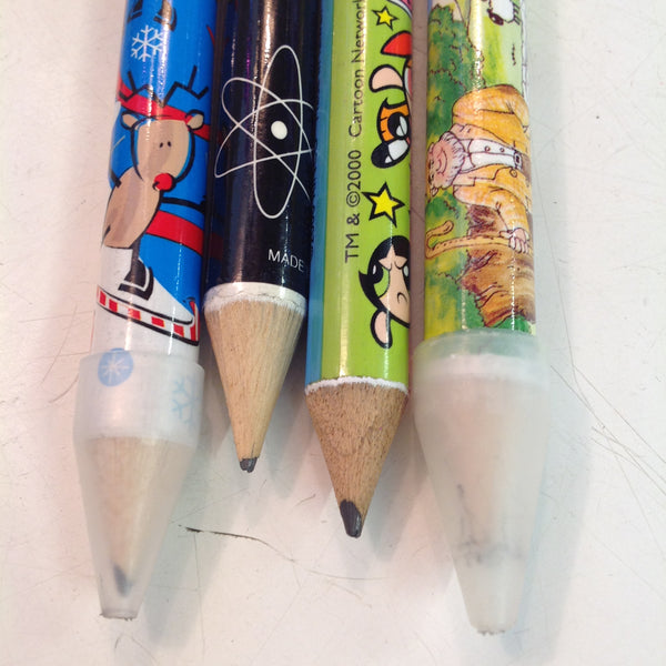 Vintage Assorted Souvenir Jumbo Pencils Set of Four Alien Powerpuff Girls Holiday Sheep