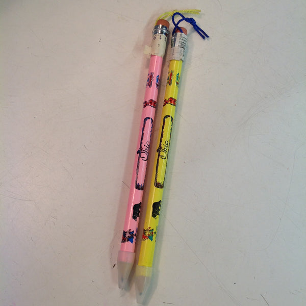 Vintage Souvenir Jumbo Pencils Set of Two Ohio Pink Yellow
