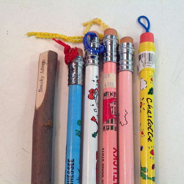 Vintage Assortment Jumbo Pencils and Wooden Pen Southern States Set of Six