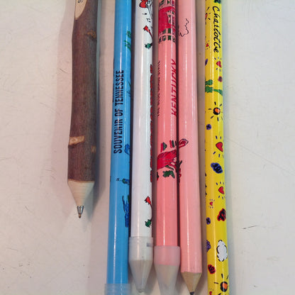 Vintage Assortment Jumbo Pencils and Wooden Pen Southern States Set of Six
