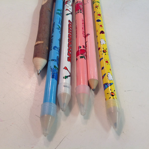Vintage Assortment Jumbo Pencils and Wooden Pen Southern States Set of Six