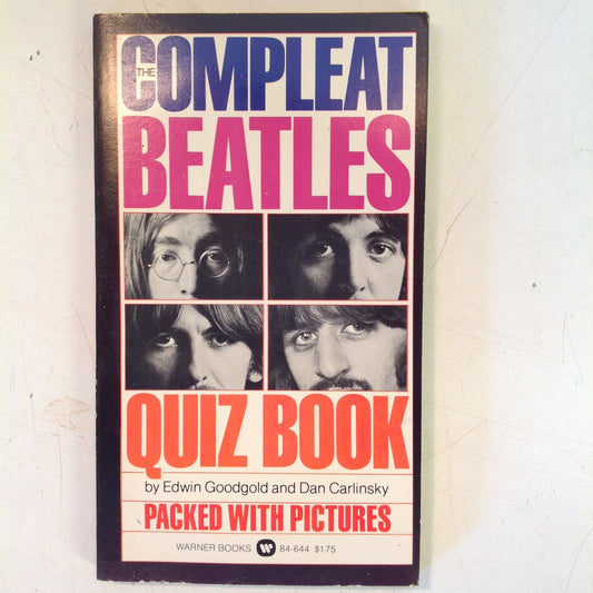 Vintage 1975 Warner Books Compleat Beatles Quiz Mass Market Paperback