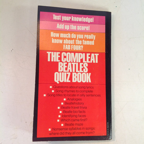 Vintage 1975 Warner Books Compleat Beatles Quiz Mass Market Paperback