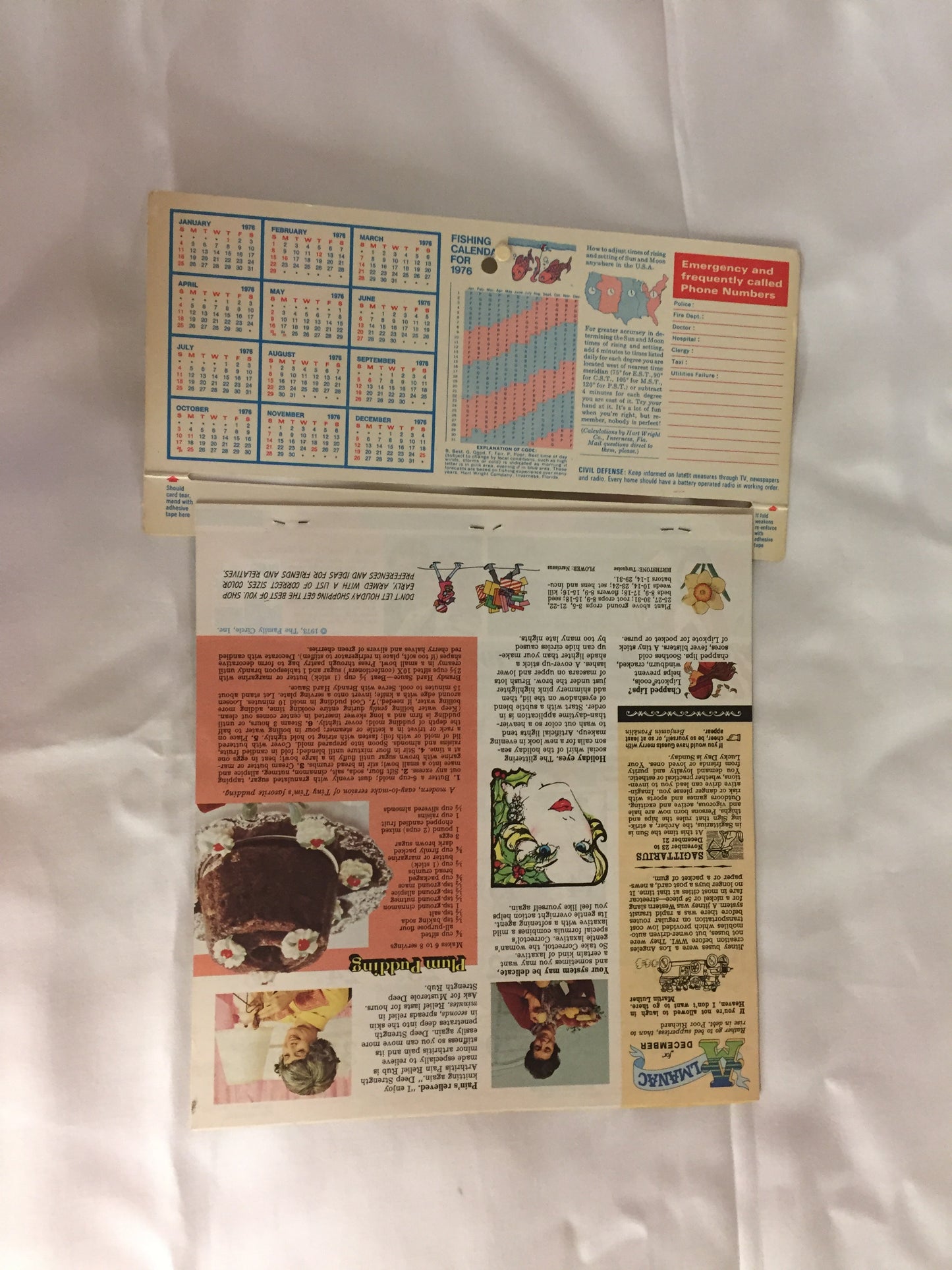 Vintage 1976 Cunningham's 21 Drug Store Advertising Calendar St. Joseph Family Almanac