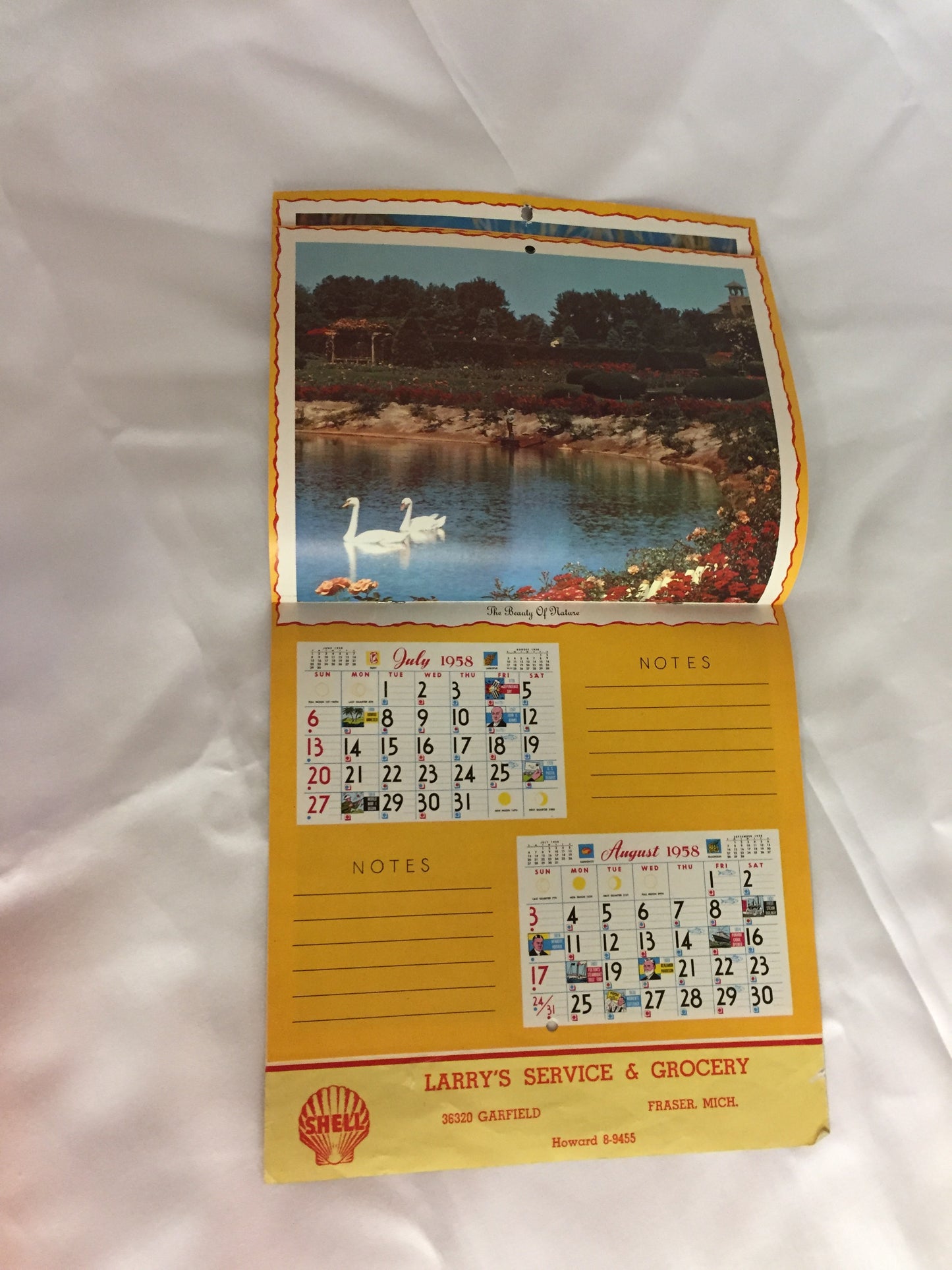 Vintage 1958 Larry's Service & Grocery Advertising Calendar Holiday Michigan