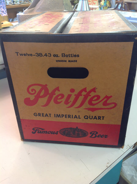 Vintage Pfeiffer Beer Great Imperial Quart Union Made 12 Bottle Case Cardboard Box