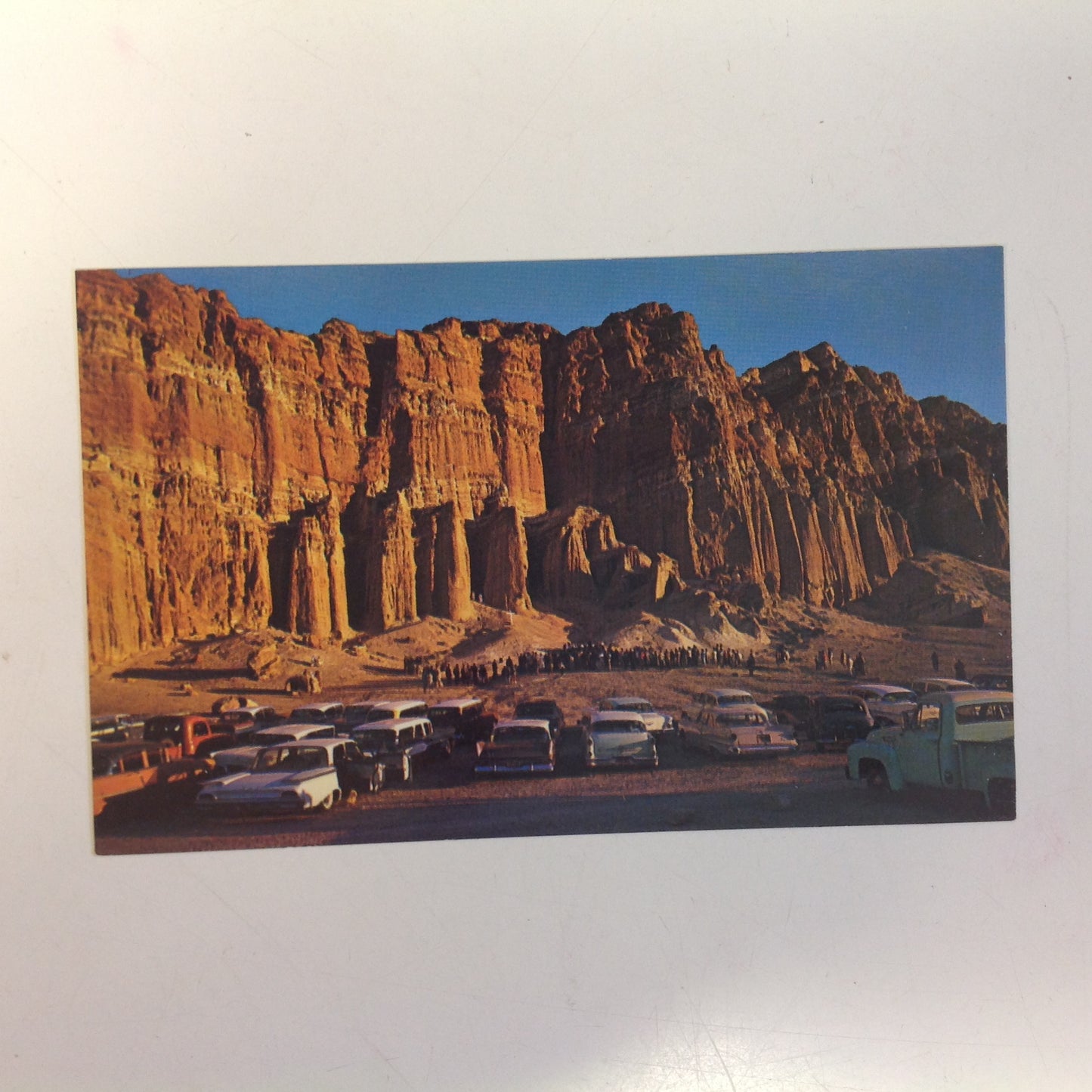 Vintage Plastichrome Color Postcard Easter Sunrise Services Red Rock Canyon Mojave California