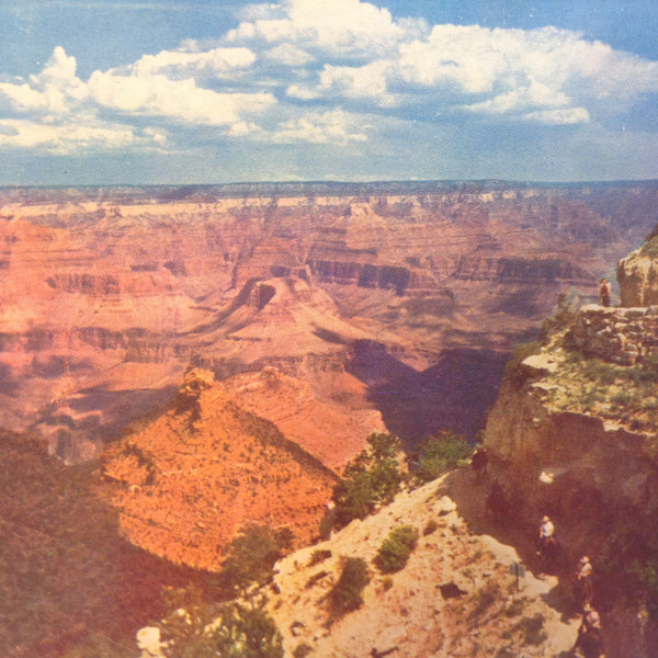 Vintage Fred Harvey Souvenir Color Photo Postcard Bright Angel Trail Grand Canyon National Park Arizona