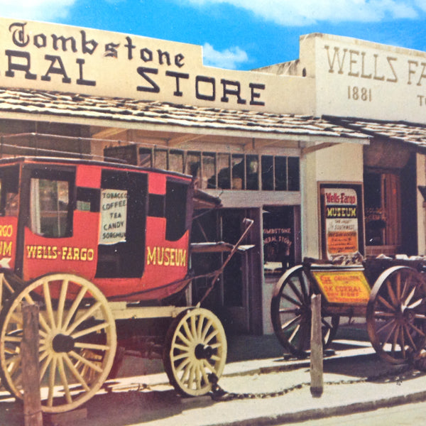 Vintage Petley Plastichrome Color Postcard Tombstone General Store Street Scene Tombstone Arizona